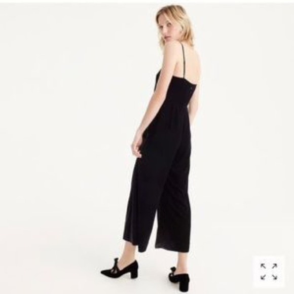 New J. Crew Cropped Wide Leg Jumpsuit in Black Velvet Size 14 $128 - Picture 4 of 10